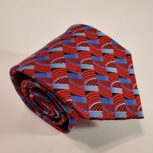 True Forum Necktie Red Geometric Silk Neck Tie Jacquard Fabric